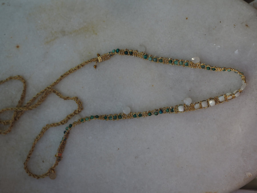 Hand Loom Gold Plated Long Necklace - Jaipur