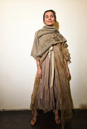 Amano Silk Organza Button Back Duster - Tea Stain