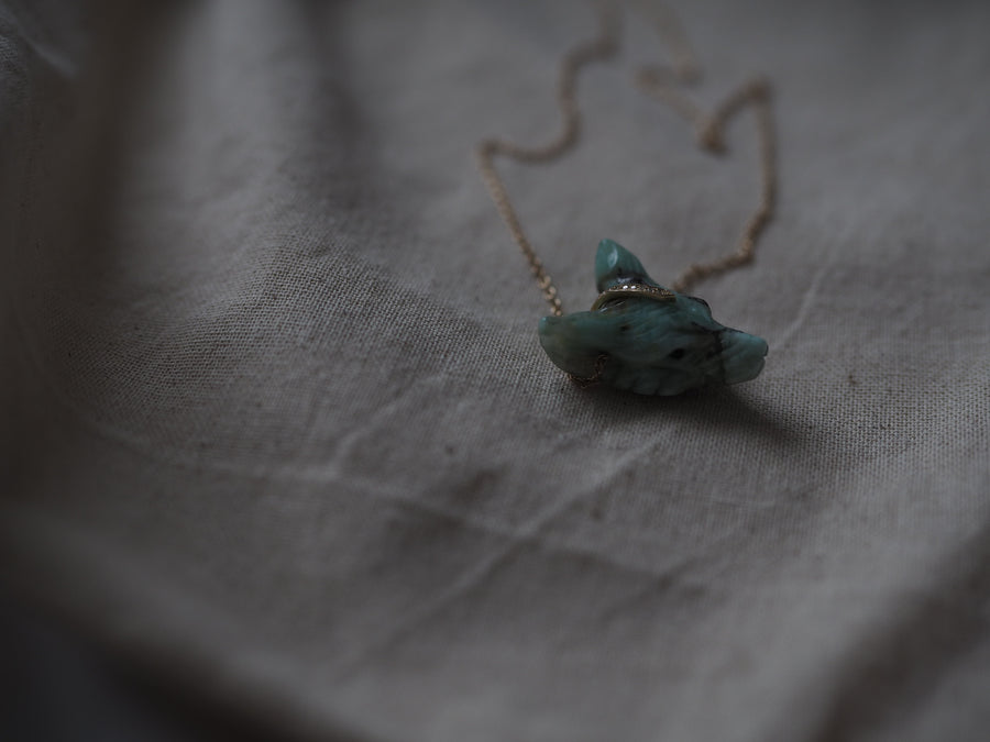 Chrysocolla Hand Carved Wolf