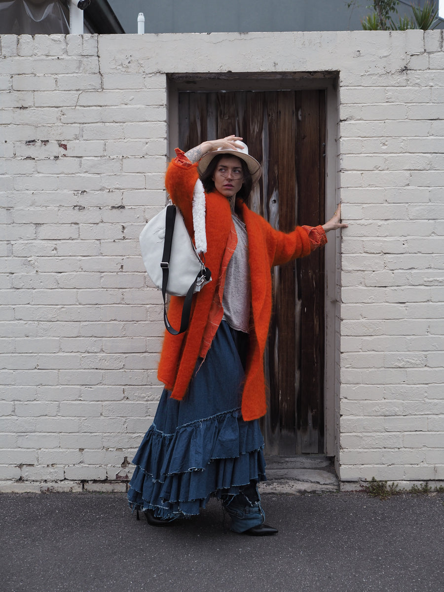 Cocoon coat (mohair) - Orange