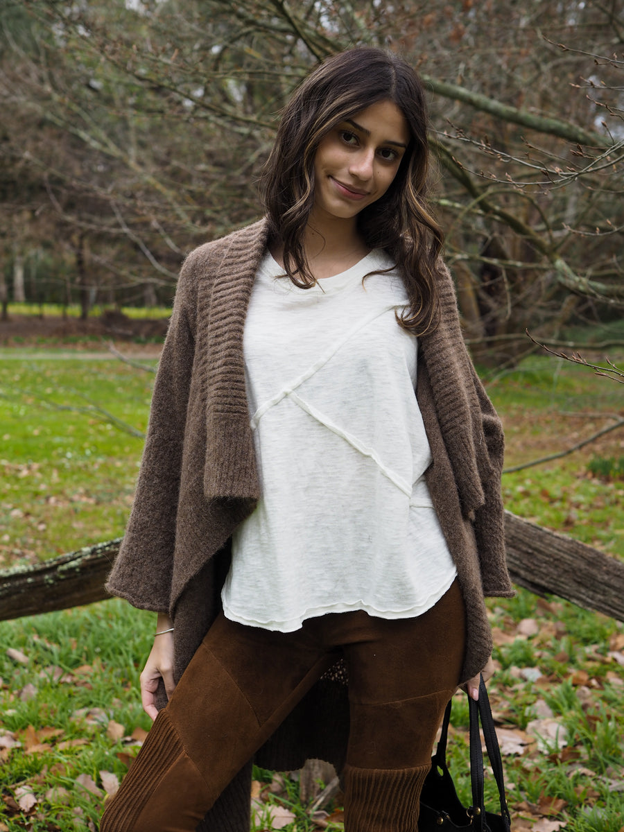 Luxe Light Weight kimono Cardi (Alpaca) - Truffle