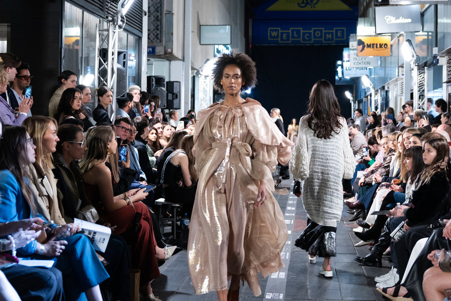 Maxi Dress With Ribbon Ties (Silk Lame) - Metallic