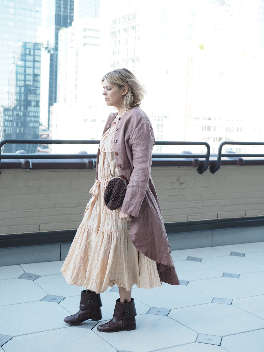 Volant Dress In Broderie Anglais (Cotton)- hand dyed
