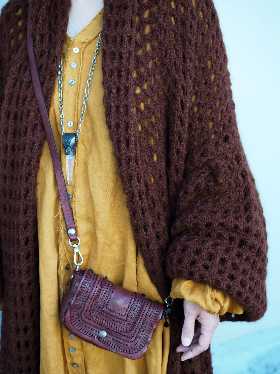 Balloon Sleeve Coatigan (Alpaca) - Cognac