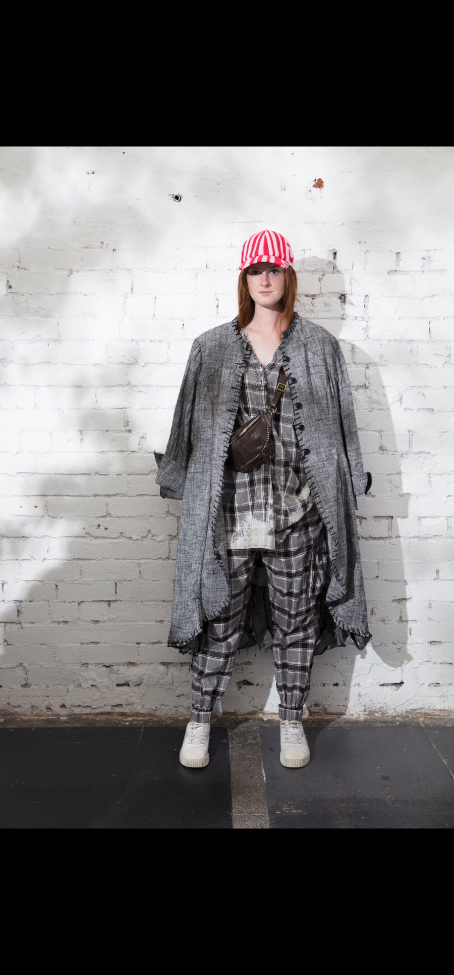 Maxi Riding Coat (Linen) - Herringbone Dark