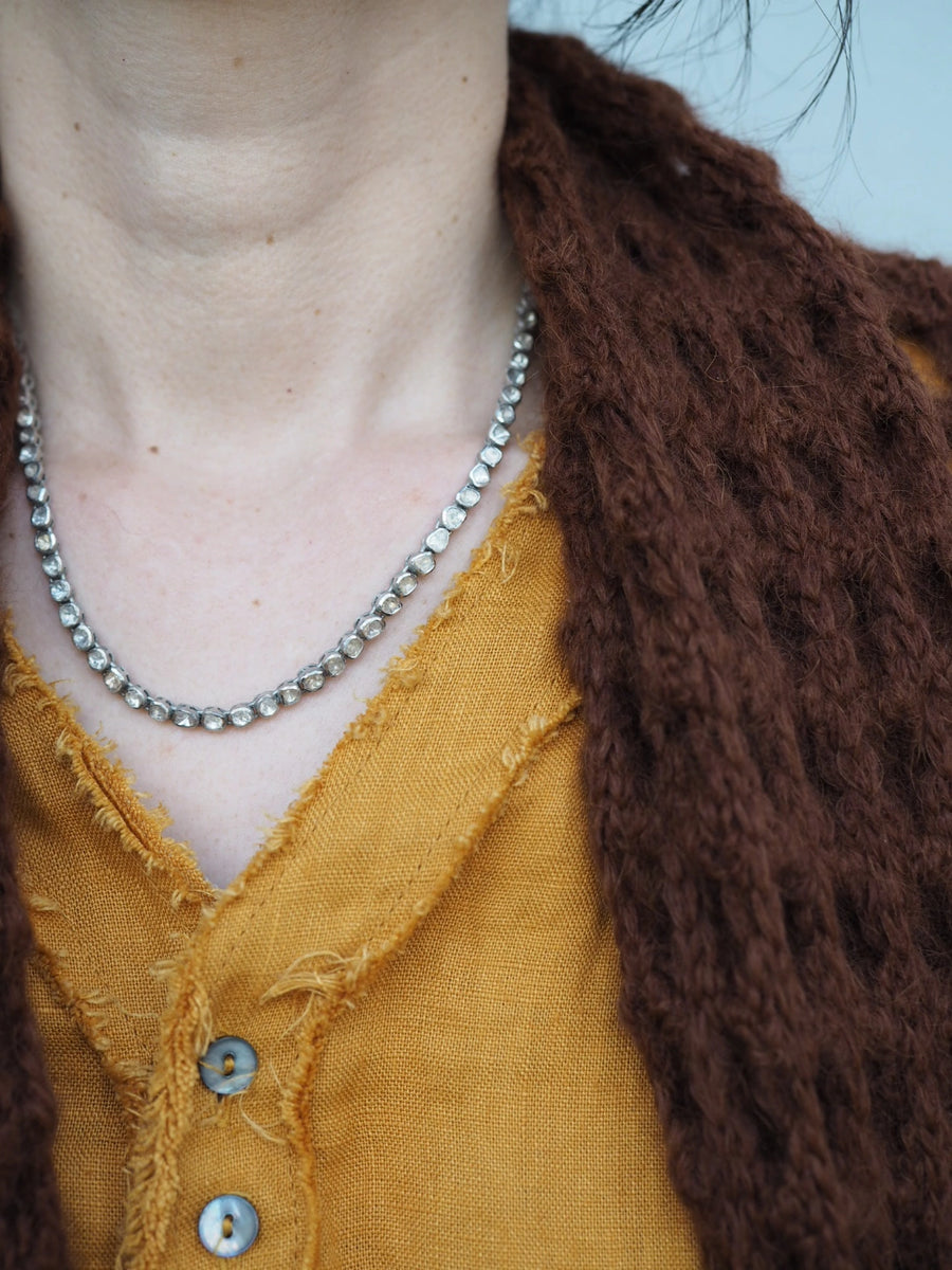 Sterling Silver Diamond slice necklace