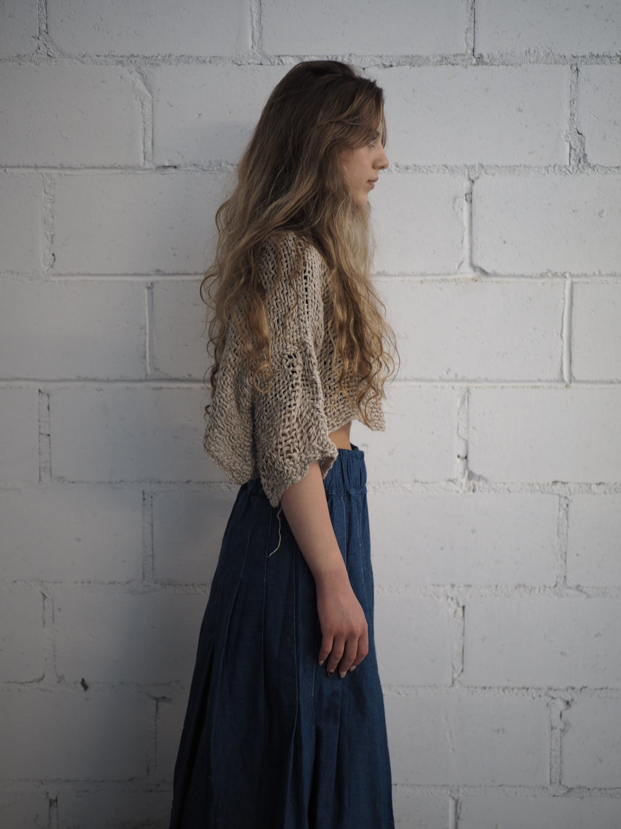 Hand Loom Crop Top (Linen) Natural