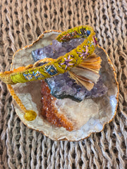 Antonia Rossi Embroidered Silk Bracelet - Chartreuse