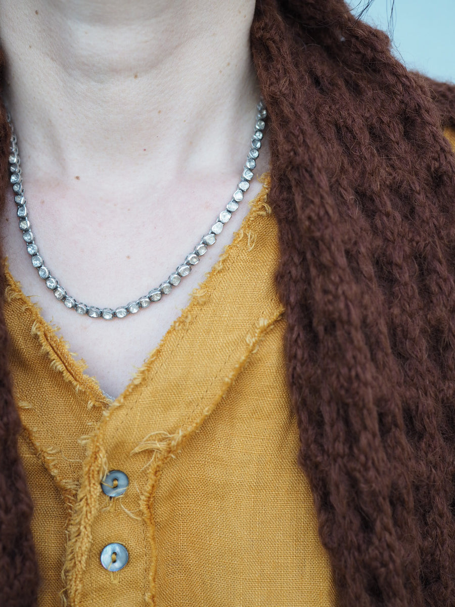 Sterling Silver Diamond slice necklace
