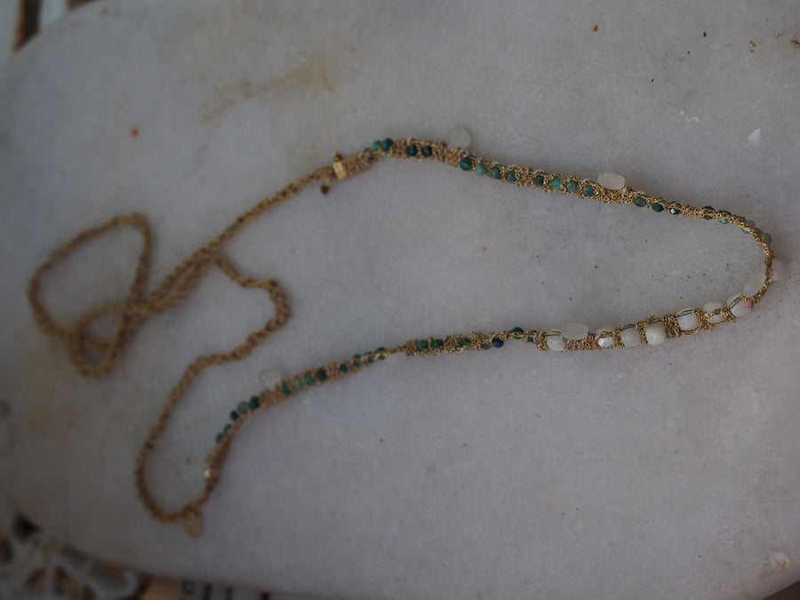Hand Loom Gold Plated Long Necklace - Jaipur