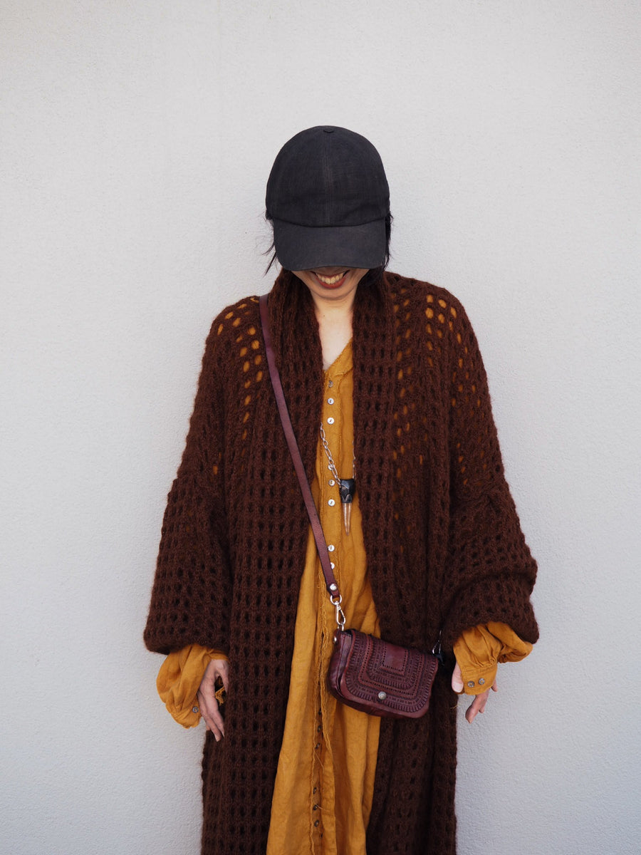 Balloon Sleeve Coatigan (Alpaca) - Cognac