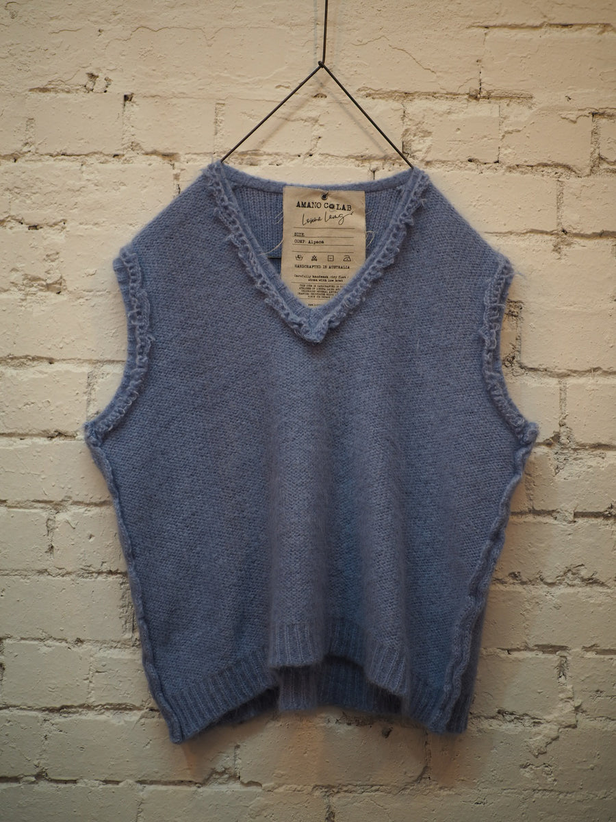 Luxe V Neck Vest (Alpaca) - Sky Blue