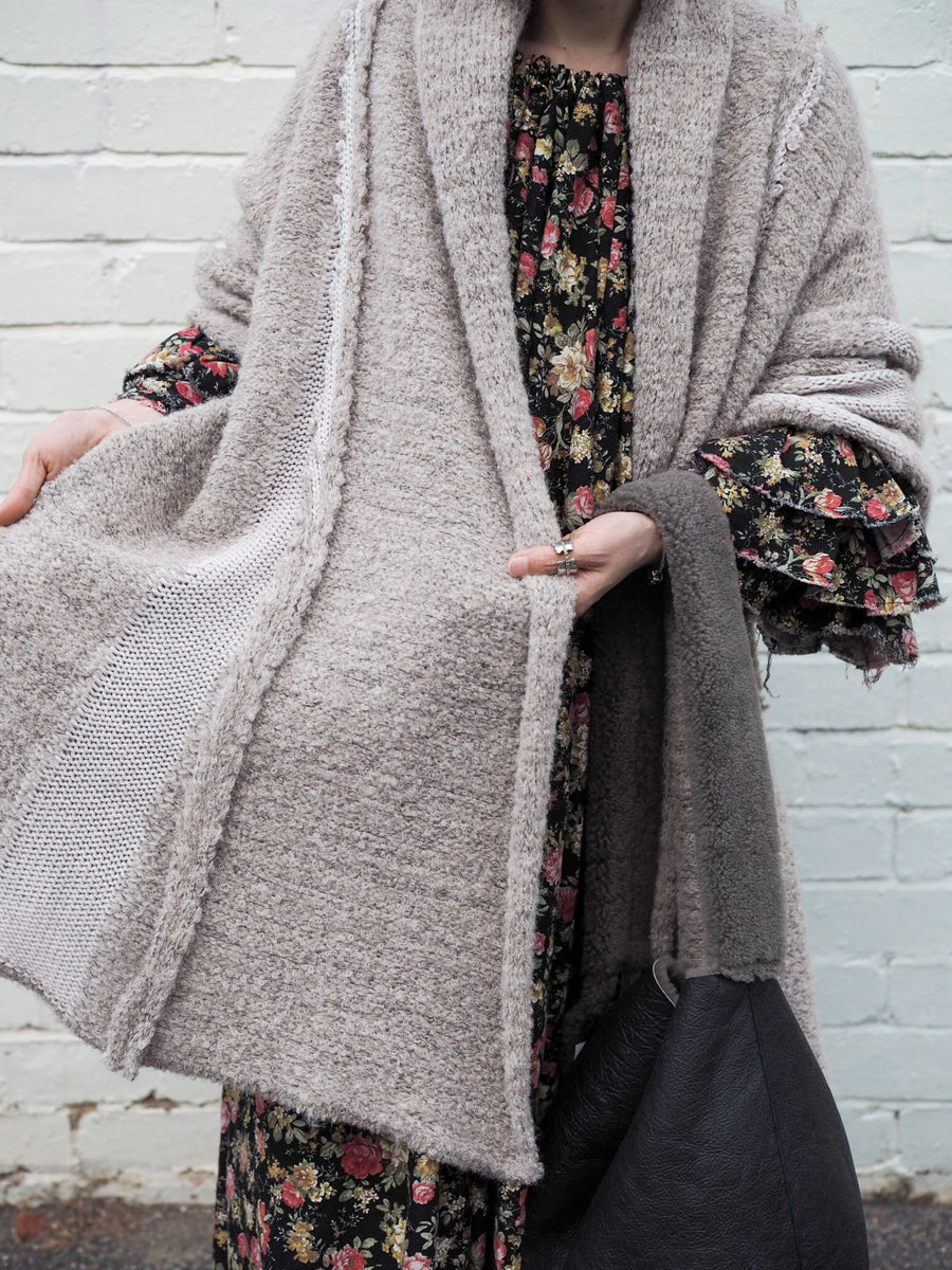 Button back dress (linen/cotton canvas)- Brick flora