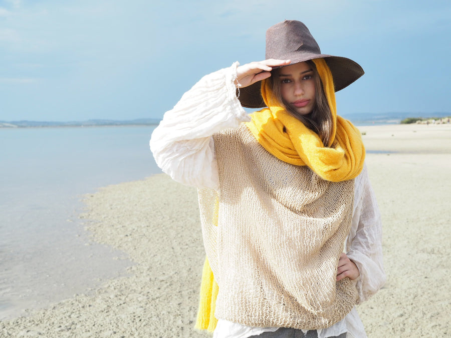 Hand Knit Vest (Linen) Wheat