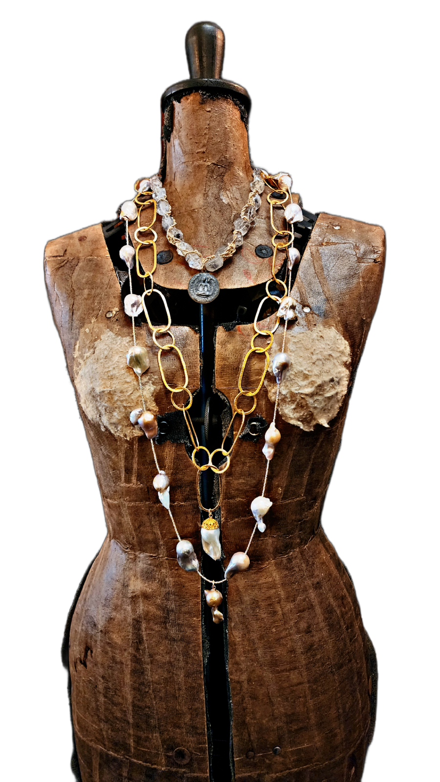 Raw Herkimer Diamond Wrapped Necklace With Pearl