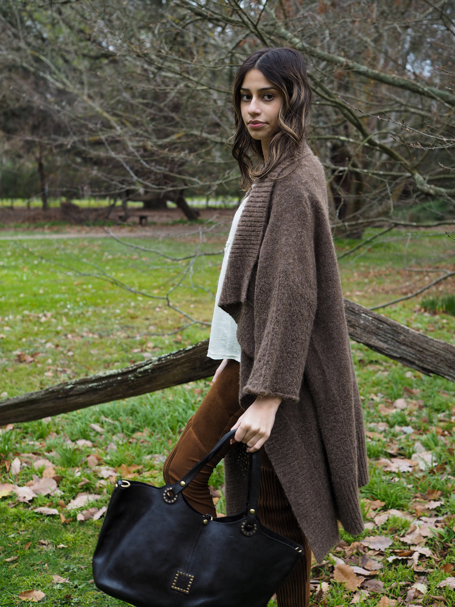 Luxe Light Weight kimono Cardi (Alpaca) - Truffle