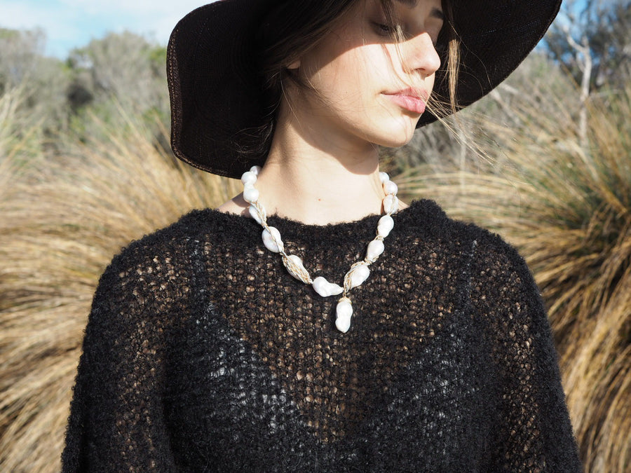 Wrap Baroque Pearl Necklace- Ivory Baroque Pearls