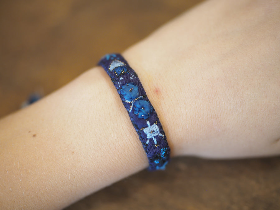 Antonia Rossi Embroidered silk Bracelet - Blue