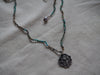 Hand Knotted Turquoise Necklace With Sterling Silver Sacred Medallion Charm