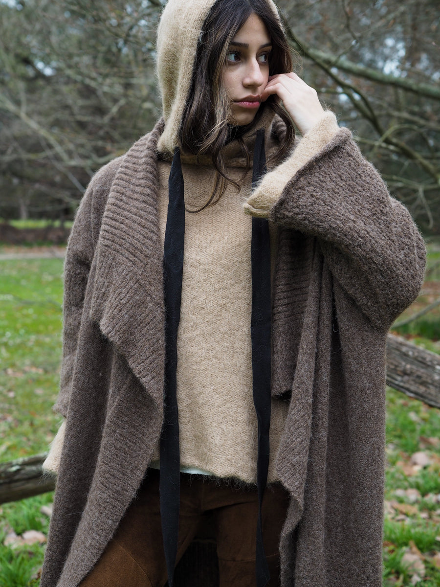 Luxe Light Weight kimono Cardi (Alpaca) - Truffle