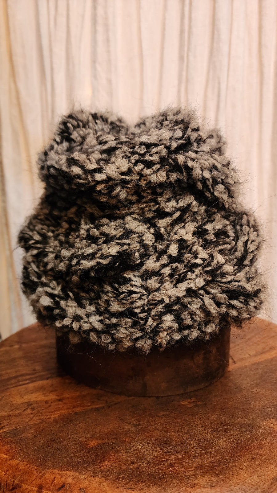 Hand knit cable beanie - (Alpaca) black marble