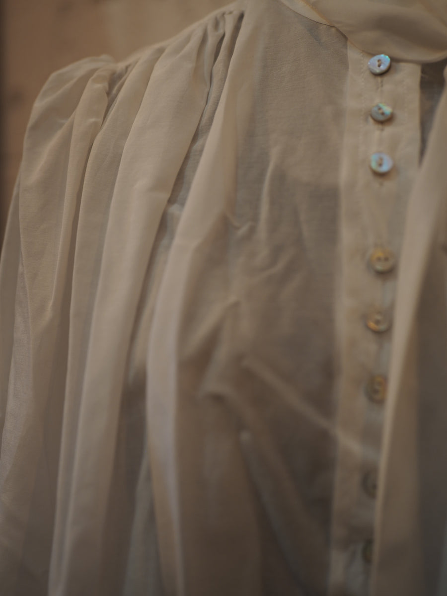 Button through Blouse (Silk Cotton) - Ivory