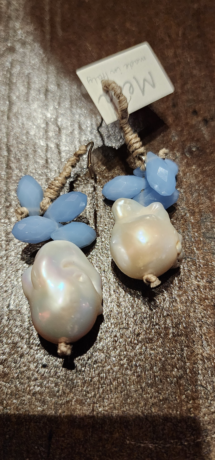 Mela Drop Pearl Earrings With Calcedony Quartz Crystals