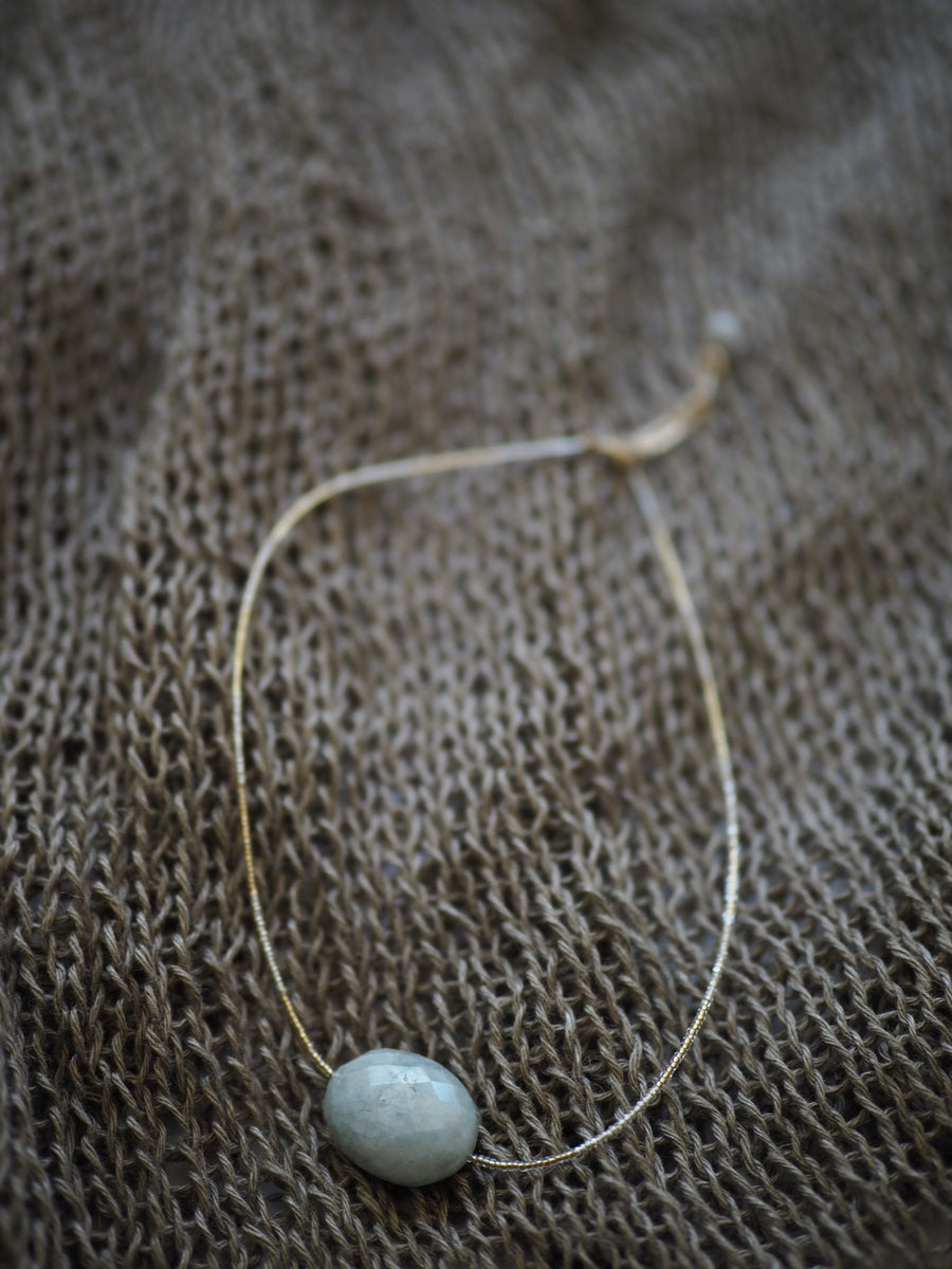 Simple African Spacer Necklace - single aquamarine