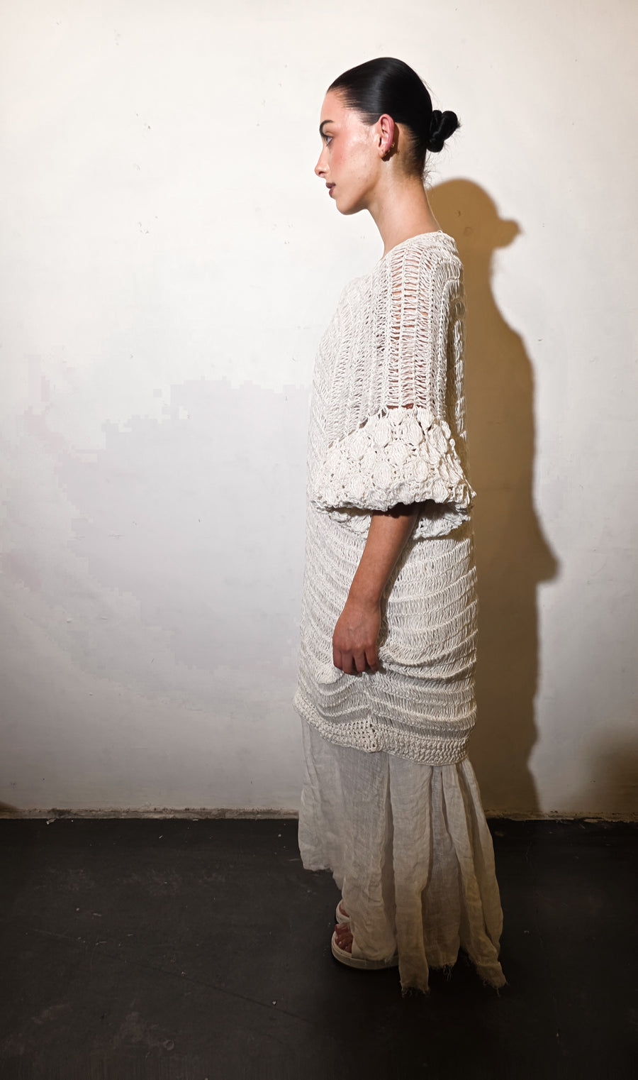 Hand crochet bluson dress (Linen)