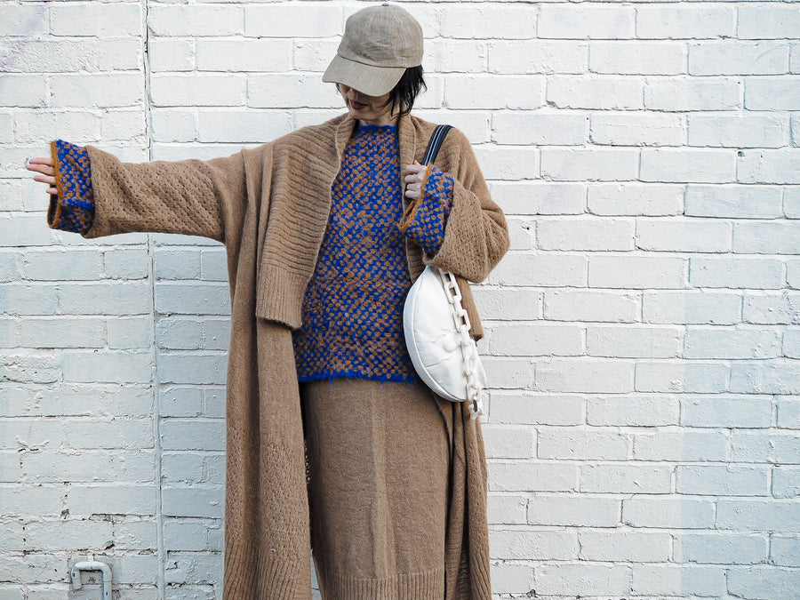 Hand Loom 2 Tone Sweater (Alpaca) Mocca - Nude