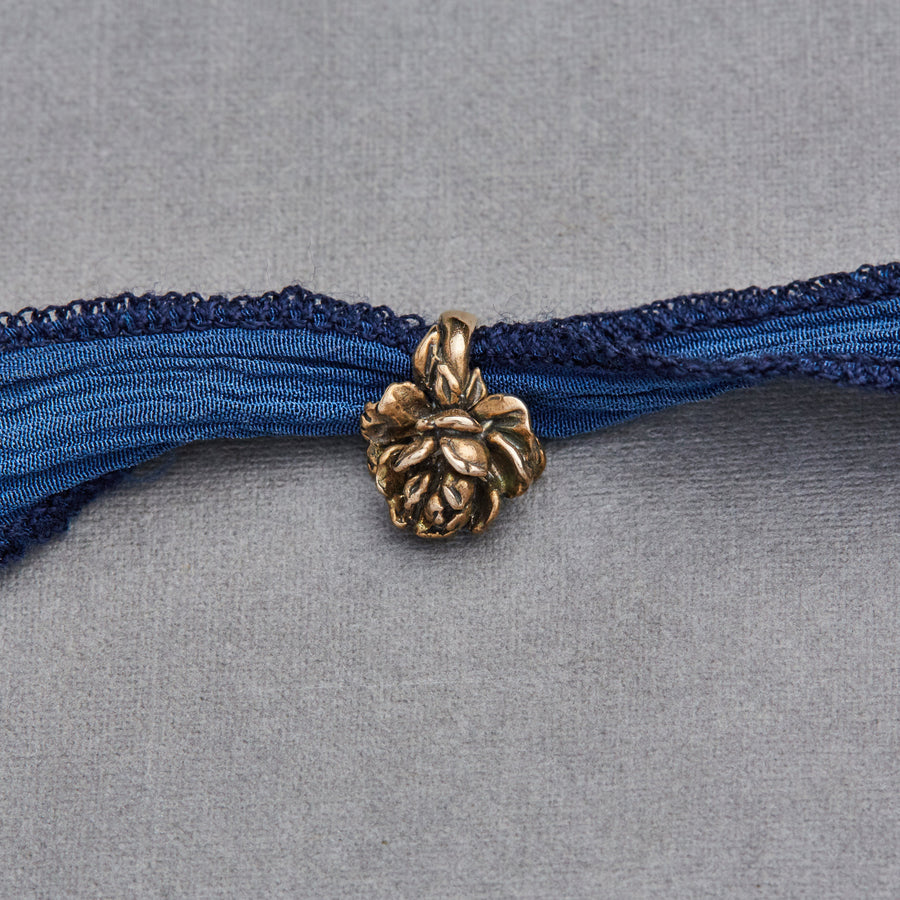 Peony charm - bronze