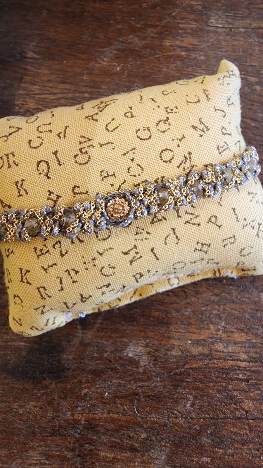 Hand Loom Gold Plated Bracelet  Precious Rosetta - Brown Sapphire