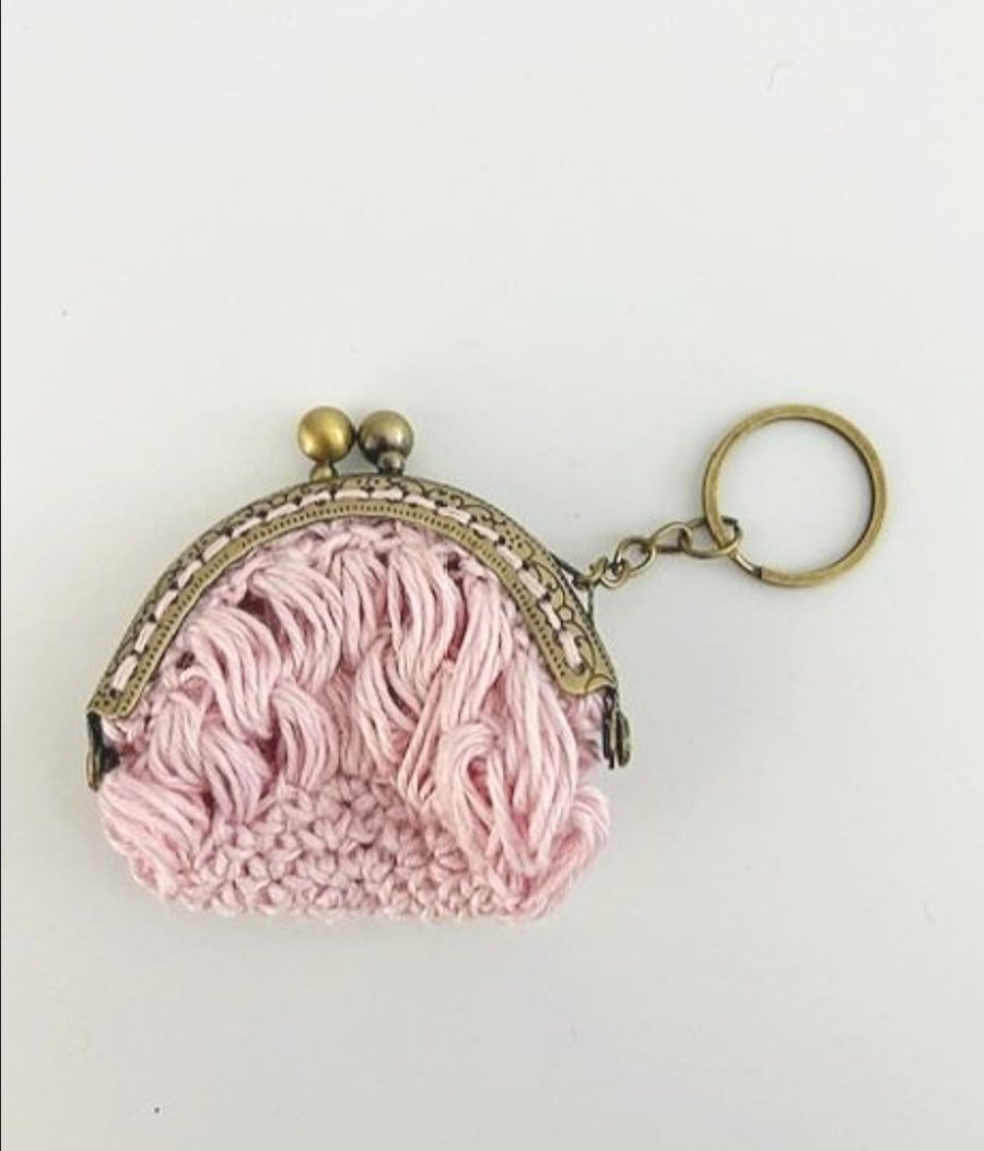 Hand Crochet Purse Key Ring (Linen)