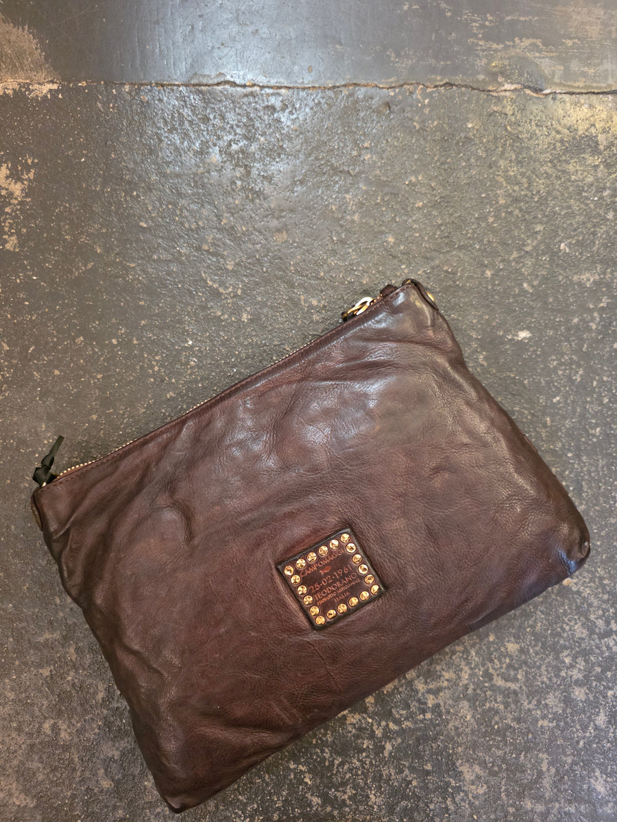 Edera Carla Shoulder Bag in garment-dyed woven cowhide leather