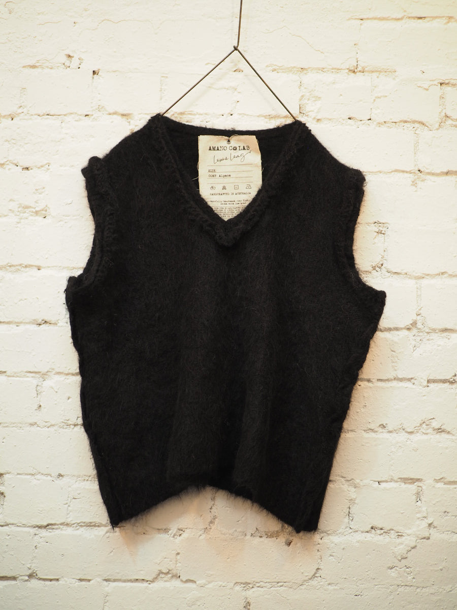 Luxe V Neck Vest (Alpaca) - Black