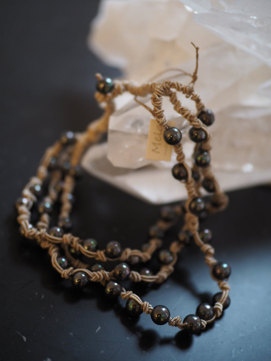 Triple Strand Tahitian Pearls Necklace - Ebony Black Pearls