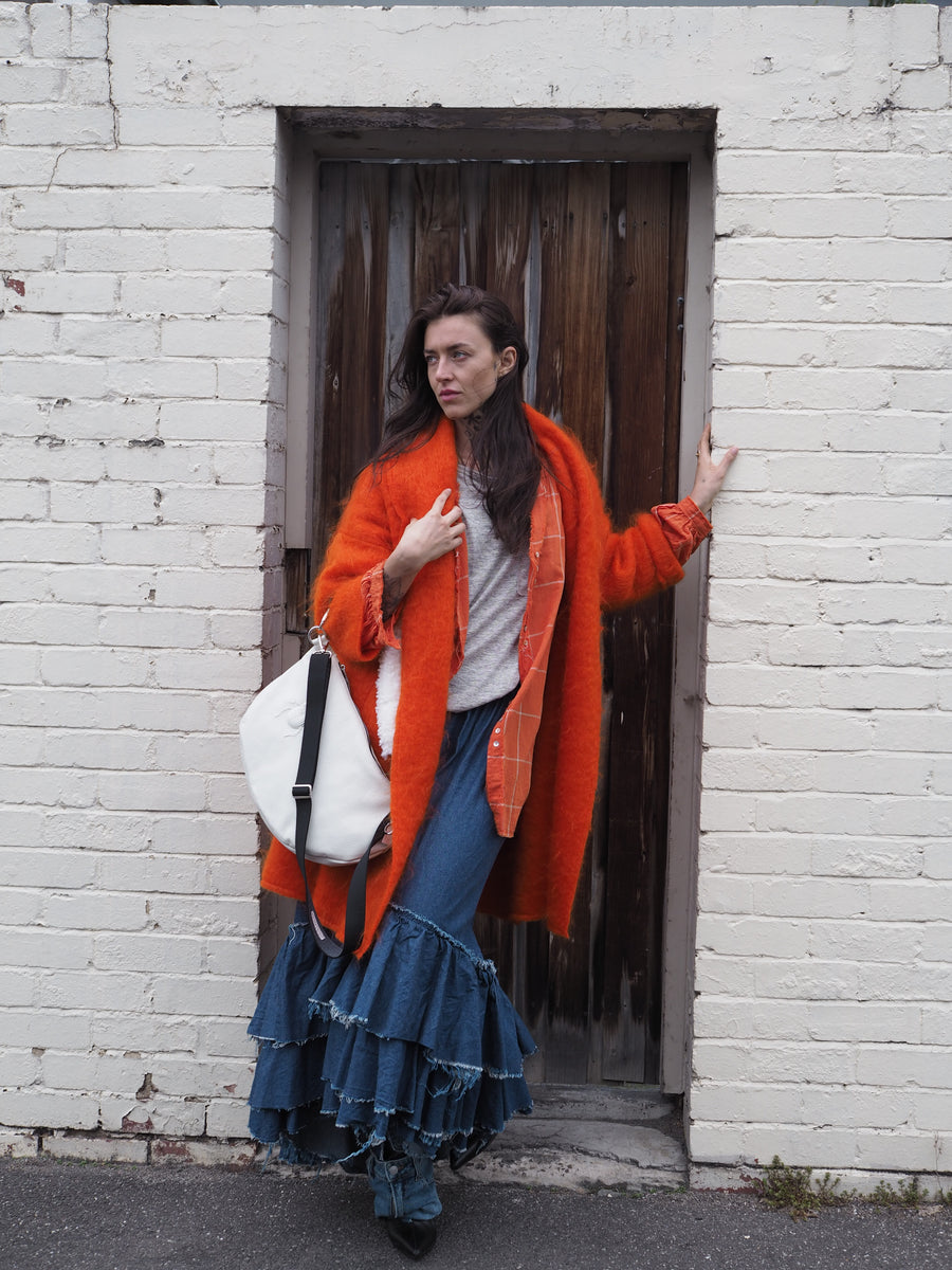 Cocoon coat (mohair) - Orange