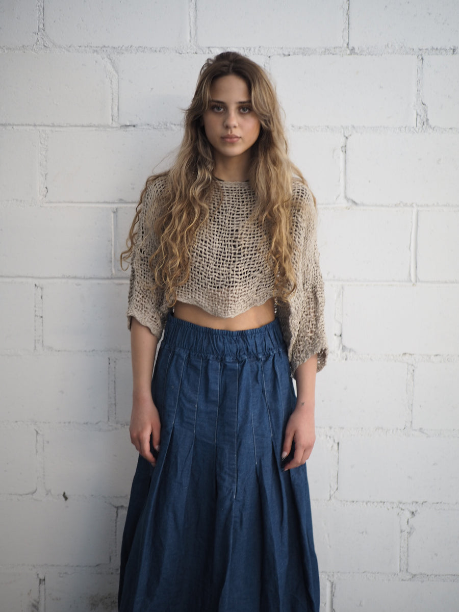 Hand Loom Crop Top (Linen) Natural