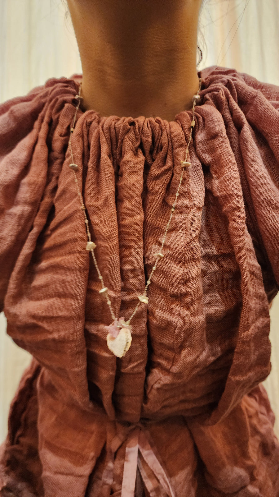 Antonia Rossi Embroidered Heart on a string of semi precious stones