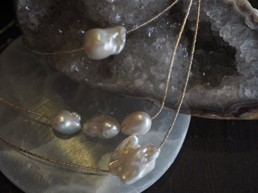 Simple African Spacer Necklace - Triple Pearl