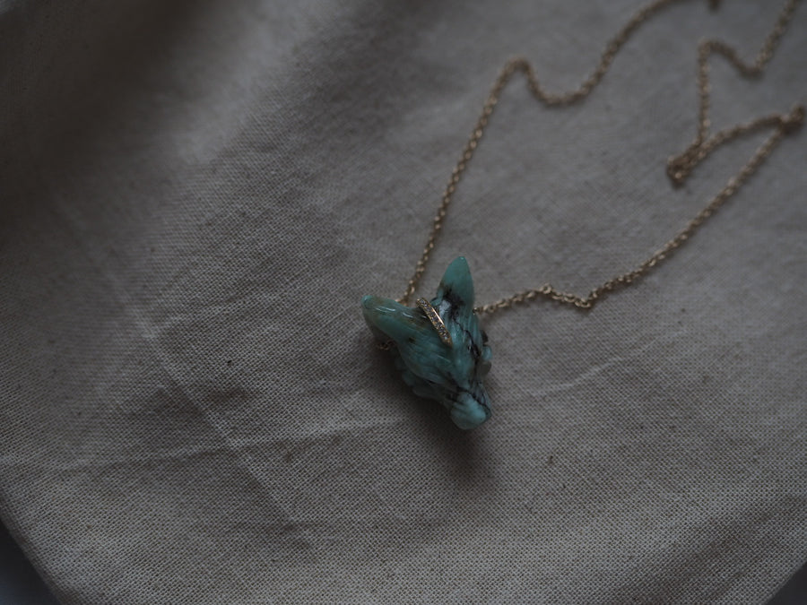 Chrysocolla Hand Carved Wolf