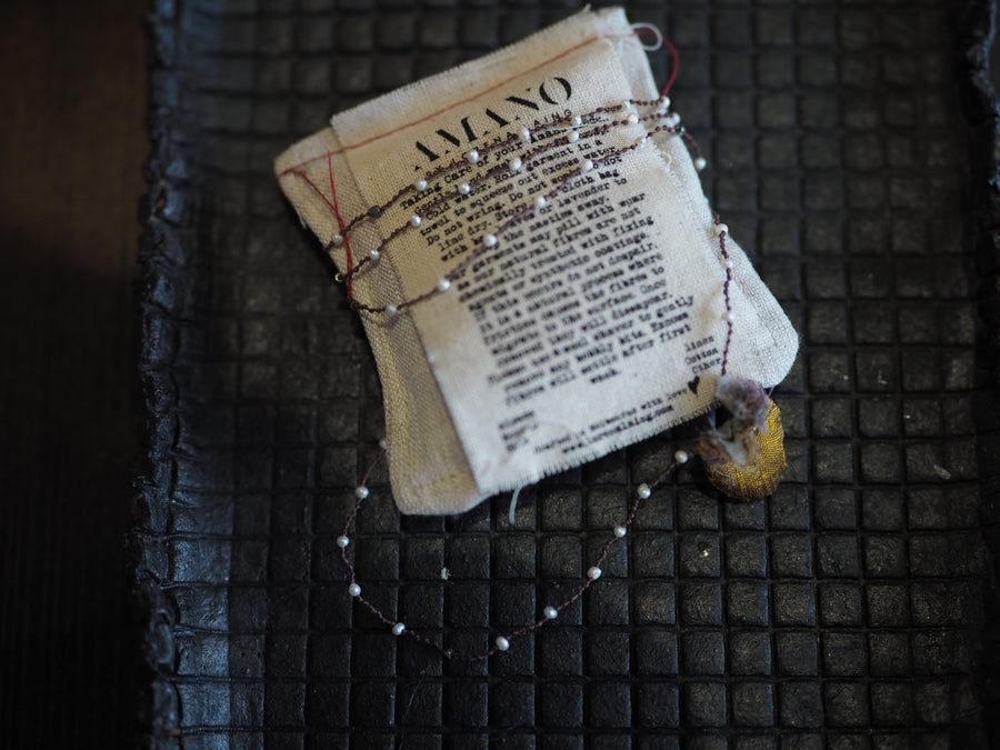 Antonia Rossi Embroidered Heart on a string of semi precious stones