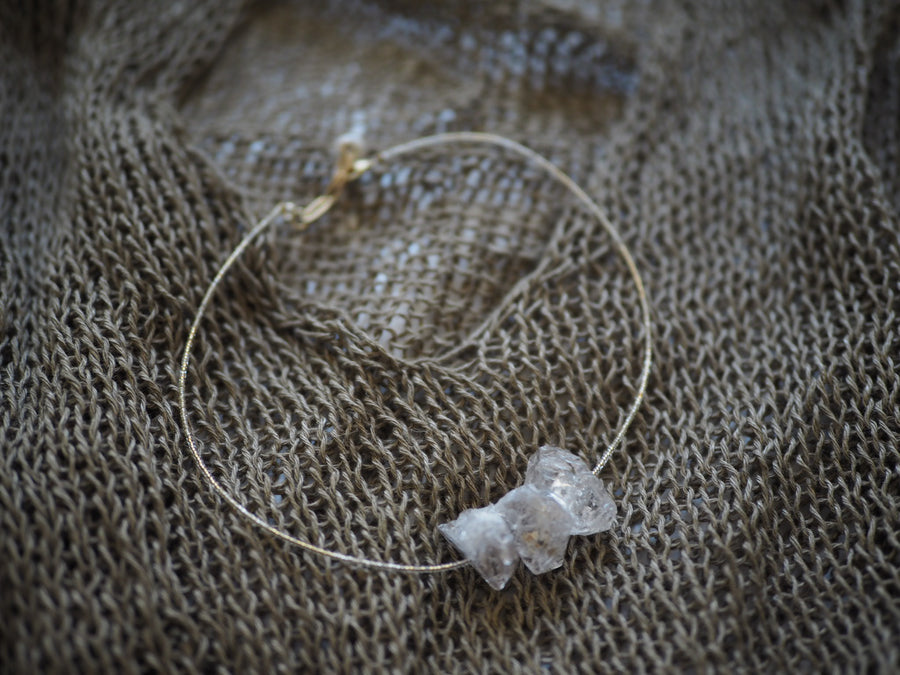 Simple African Spacer Necklace - Triple herkimer diamond