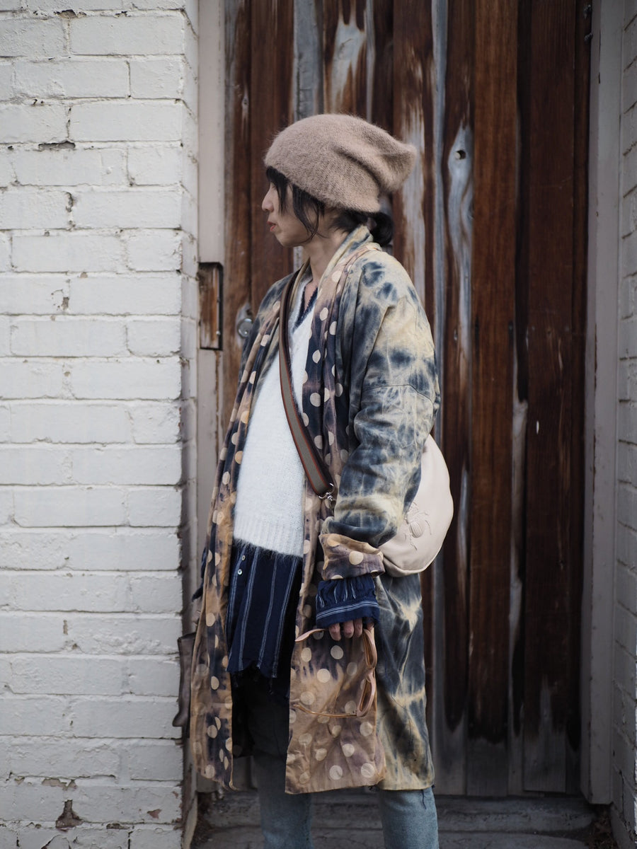 Reversible Cocoon Coat (Linen) - Acid Wash Blue