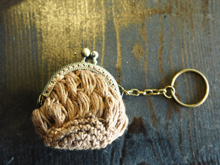 Hand Crochet Purse Key Ring (Linen)