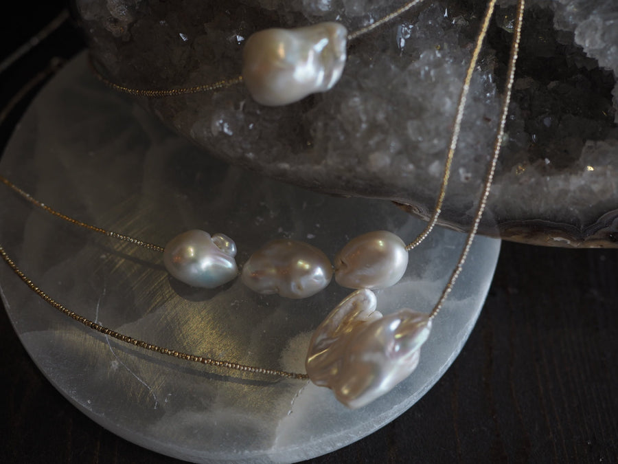 Simple African Spacer Necklace - Triple Pearl
