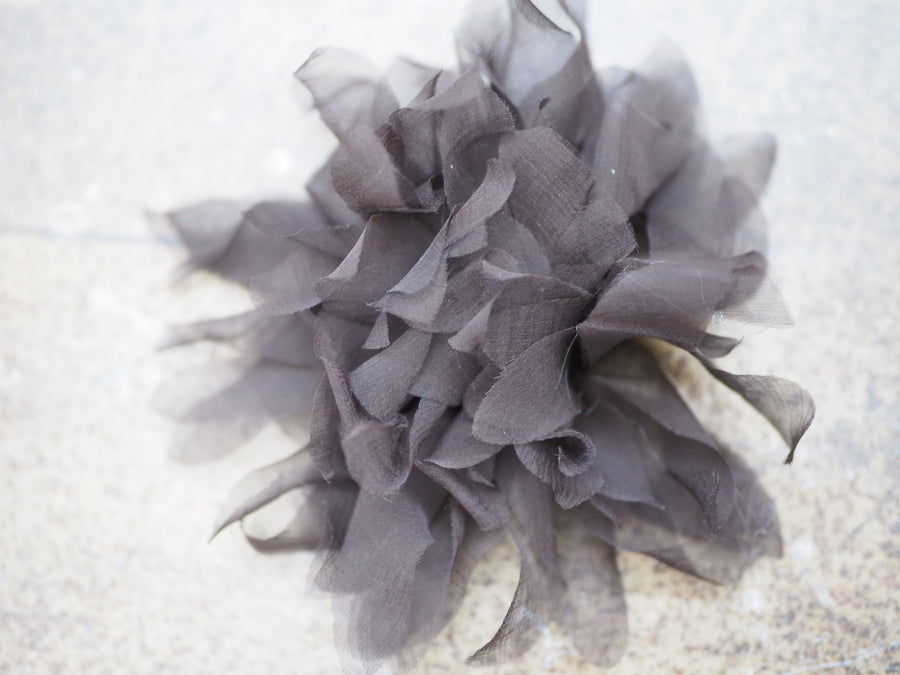 New York Hand Crafted Flower Brooch (Silk) - smoke Rose
