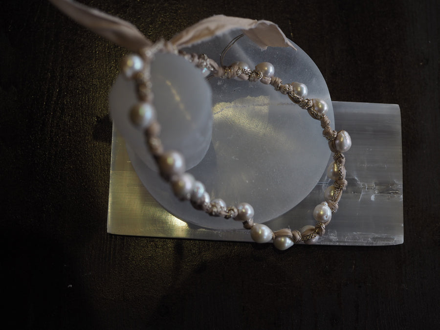 Silk Ribbon Tahitian Pearls Necklace - Ivory