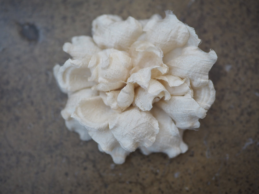 New York Hand Crafted Flower Brooch (Silk) - Ecru