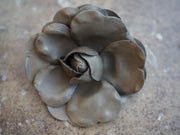 New York Hand Crafted Rose Brooch (Leather) - Olive